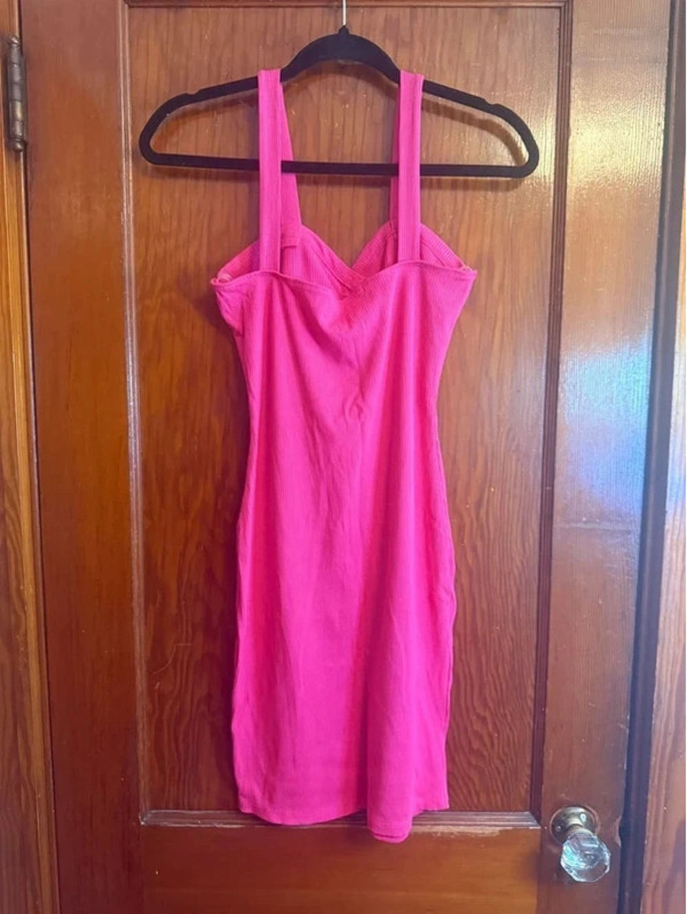 Hot Pink Ribbed Bodycon Dress - Medium - Picture 6 of 15